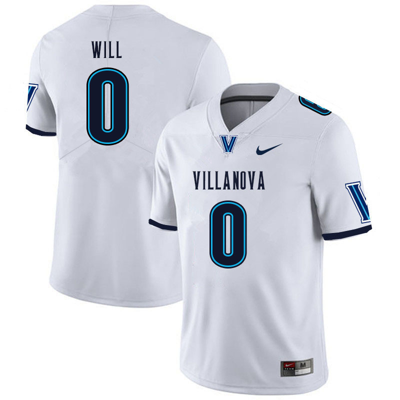 Men #0 Tyler Will Villanova Wildcats College Football Jerseys Sale-White - Click Image to Close